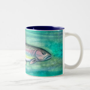 Regenbogenforellen-Fisch-Kunst-Tasse Zweifarbige Tasse