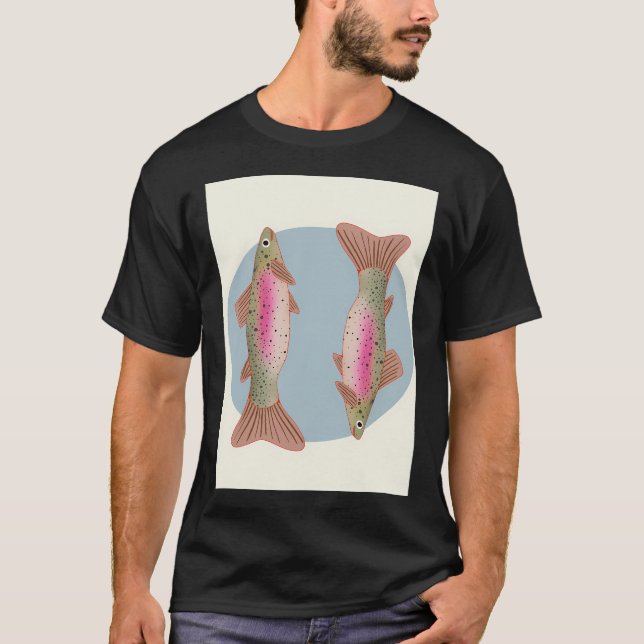 Regenbogenforellen-Fischillustration T-Shirt (Vorderseite)