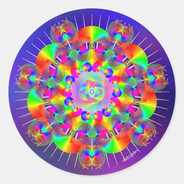 Regenbogenfrequenz Runder Aufkleber (Vorderseite)