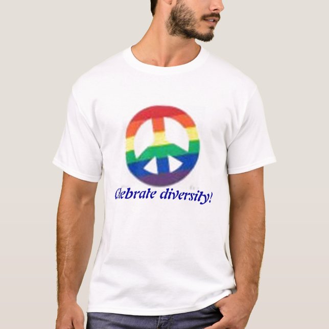 Regenbogenfriedenszeichen, feiern Diversity! T-Shirt (Vorderseite)