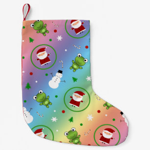 Regenbogenfrosch-Weihnachtsmann-Schneemänner Kleiner Weihnachtsstrumpf