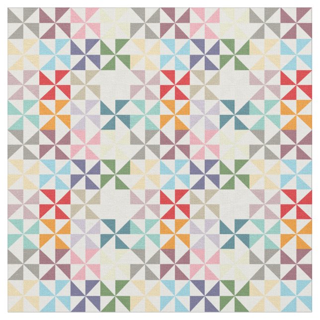 Regenbogengeometrisches Pinwheel-Muster Stoff (Nahaufnahme)