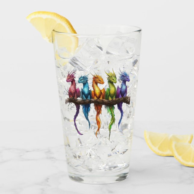 Regenbogengruppe von Baby-Drachen   Glas (Vorderseite Ice)