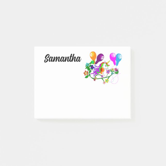 Regenbogengurt niedlich UNICORN Post-it Klebezettel (Vorderseite)