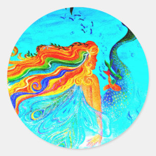 Regenbogenhaaraufkleber Runder Aufkleber