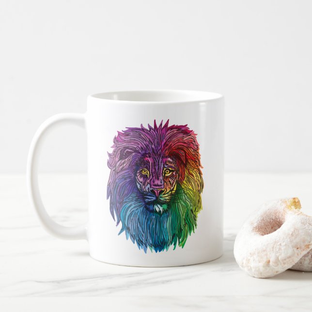 Regenbogenhalbmesser Kaffeetasse (Mit Donut)