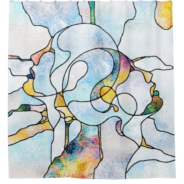 Regenbogenhalterungen. Unity of Stached Glass Seri Duschvorhang (Vorderseite)