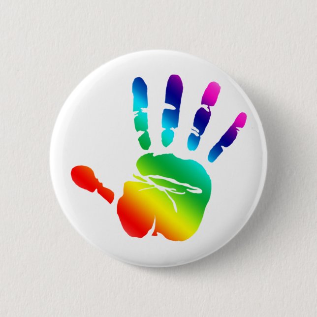 Regenbogenhand Button (Vorderseite)