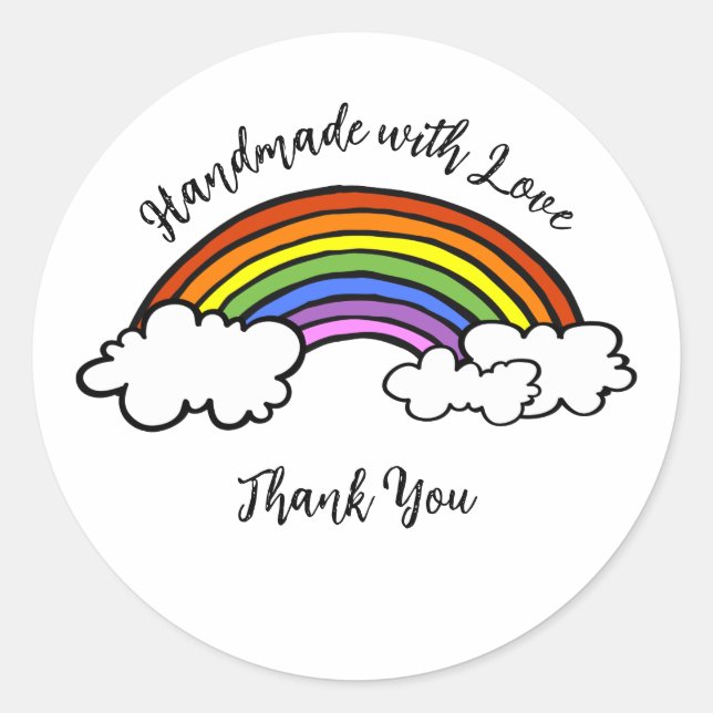 Regenbogenhandgefertigt mit Liebe Rundaufkleber Runder Aufkleber (Vorderseite)