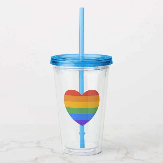 Regenbogenherz Acryltrinkbecher (Vorderseite)