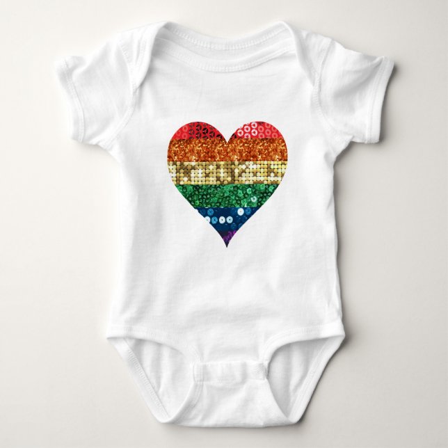 Regenbogenherz Baby Strampler (Vorderseite)