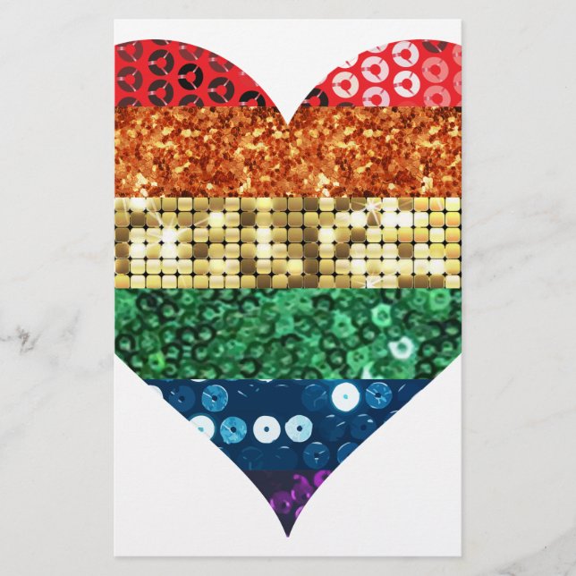 Regenbogenherz Briefpapier (Vorderseite)