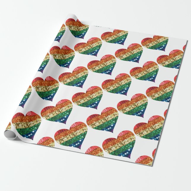 Regenbogenherz Geschenkpapier (Ungerollt)