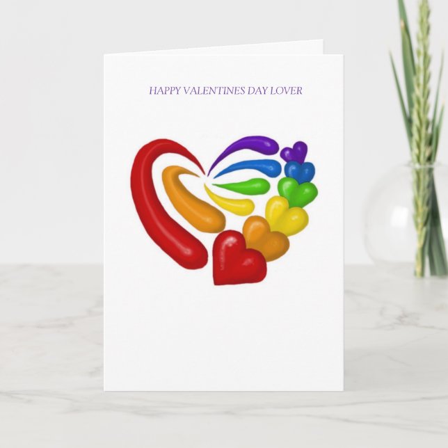Regenbogenherz, GLÜCKLICHE VALENTINES DACHLOVER Feiertagskarte (Vorderseite)