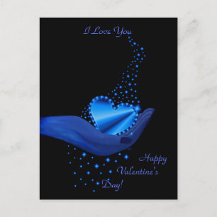 Regenbogenherz in Hand mit Sternen Feiertagspostkarte