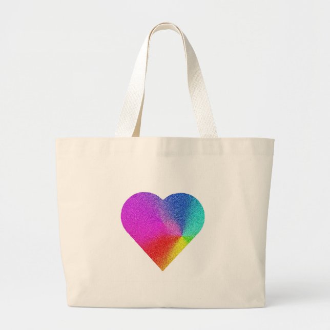 Regenbogenherz Jumbo Stoffbeutel (Vorne)