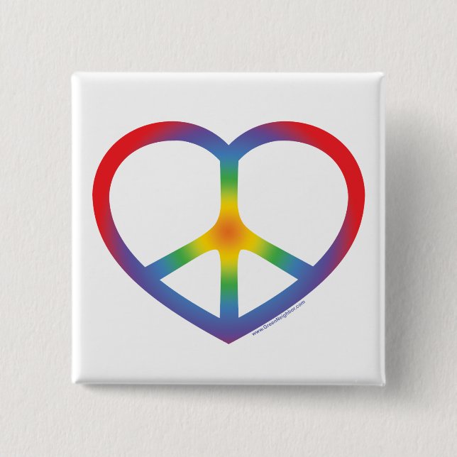 Regenbogenherz, Liebe, Friedenszeichen Button (Vorderseite)