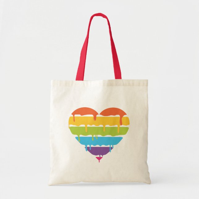 Regenbogenherz mit Bratenfettfarbe Tragetasche (Vorne)
