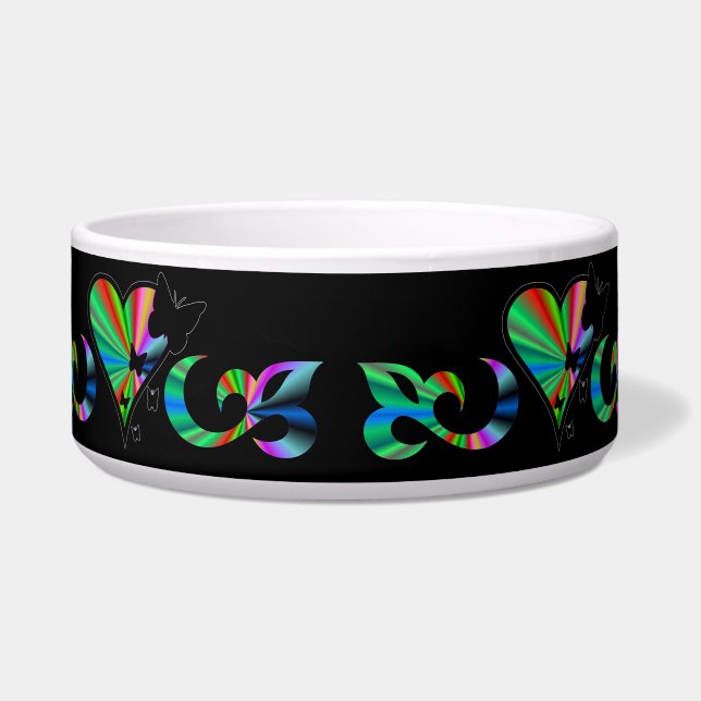 Regenbogenherz mit Lily und Schmetterling Napf (Vorderseite)