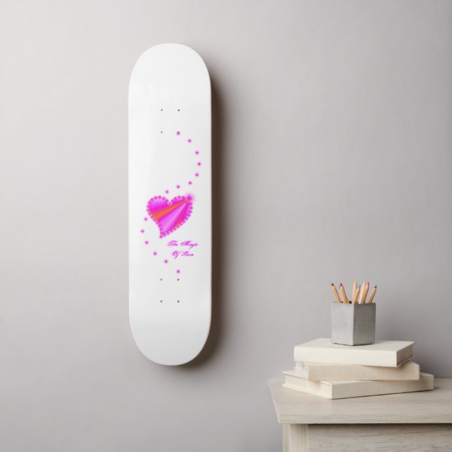 Regenbogenherz mit Sternen , Die Magie der Liebe Skateboard (Wandkunst)