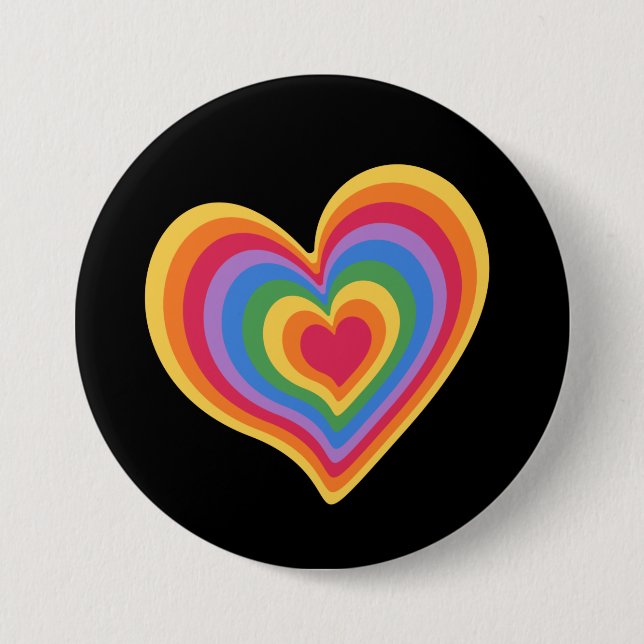 Regenbogenherz. Pride Gay Liebe Button (Vorderseite)