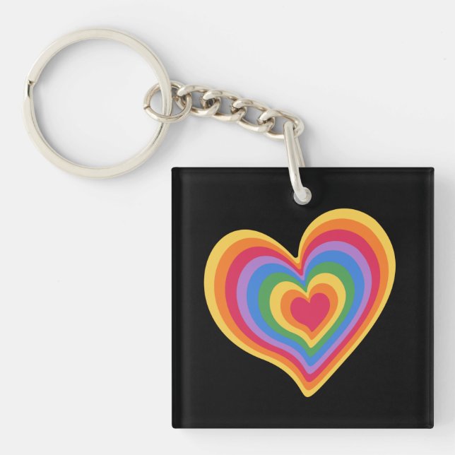 Regenbogenherz. Pride Gay Liebe Schlüsselanhänger (Vorderseite)
