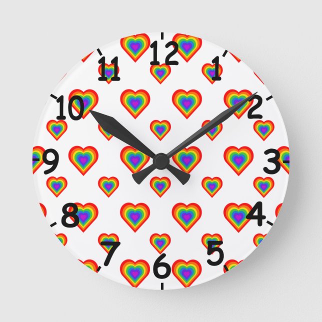 Regenbogenherz Runde Wanduhr (Vorderseite)
