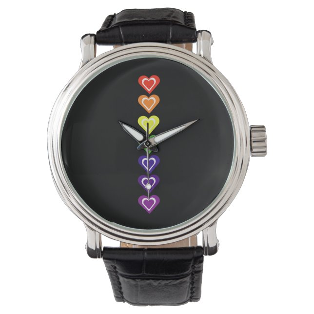 Regenbogenherzen Armbanduhr (Vorderseite)