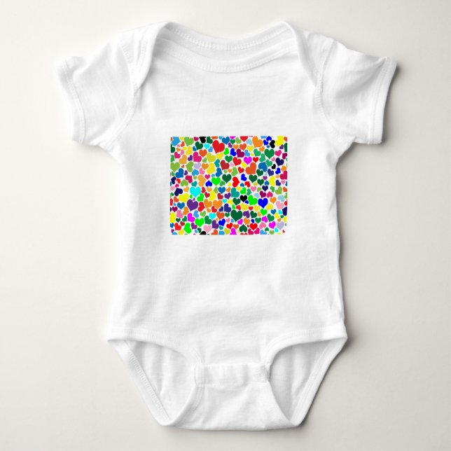 Regenbogenherzen Baby Strampler (Vorderseite)