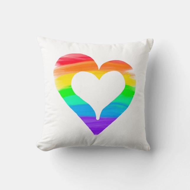 Regenbogenherzen Kissen (Vorderseite)
