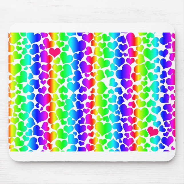 Regenbogenherzen Mousepad (Vorne)
