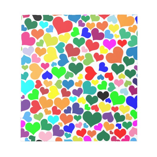 Regenbogenherzen Notizblock (Vorderseite)