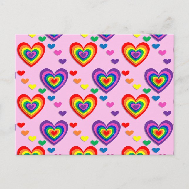 Regenbogenherzen Postkarte (Vorderseite)
