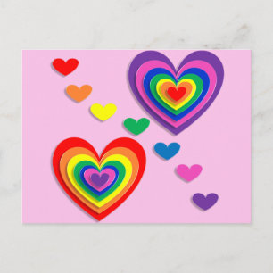 Regenbogenherzen Postkarte