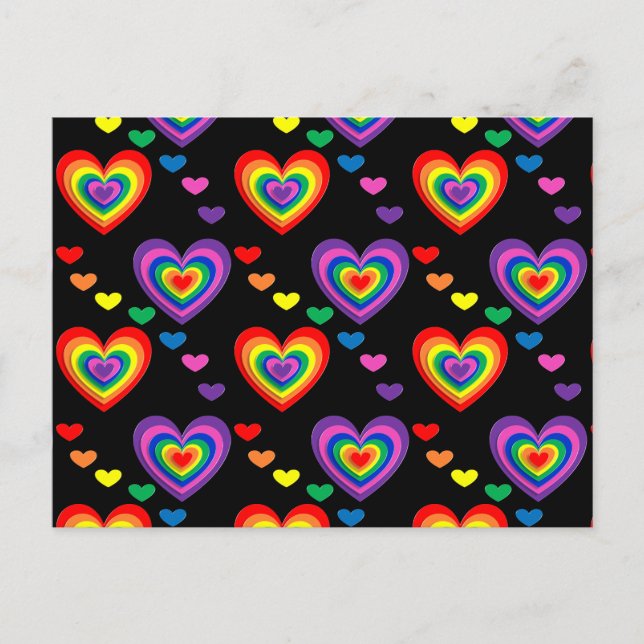 Regenbogenherzen Postkarte (Vorderseite)