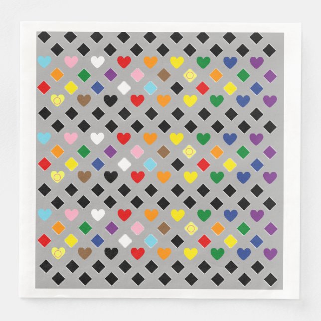 Regenbogenherzen Serviette (Vorderseite)
