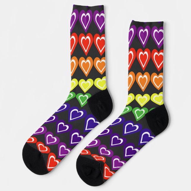 Regenbogenherzen Socken (Linkes Detail)