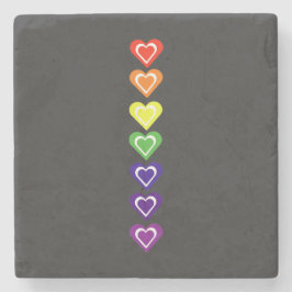 Regenbogenherzen Steinuntersetzer