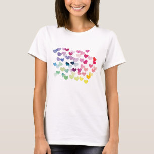 Regenbogenherzen Stolz Liebe bunt Wasserfarbe T-Shirt