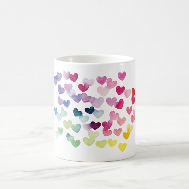 Regenbogenherzen stolzen Liebe farbenfroh Kaffeetasse (Mittel)