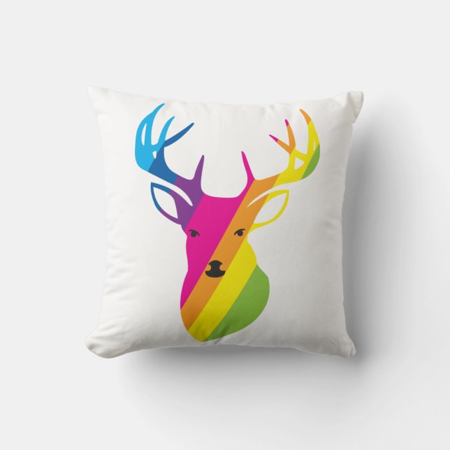 Regenbogenhirsche Kissen (Vorderseite)