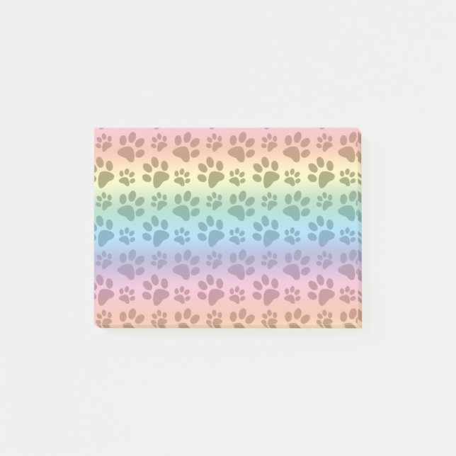 Regenbogenhundetatzen-Druckmuster Post-it Klebezettel (Vorderseite)