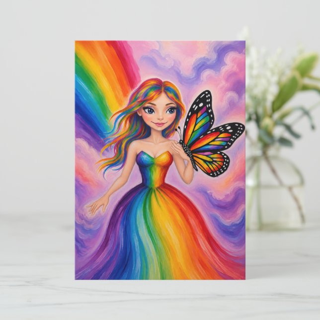 Regenbogenjungfer Feiertagskarte (Stehend Vorderseite)