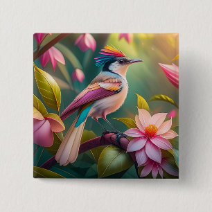 Regenbogenkamm Jay Fantasy-Vogel Button