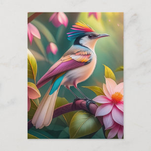 Regenbogenkamm Jay Fantasy-Vogel Postkarte