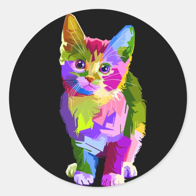 Regenbogenkätzchen Runder Aufkleber (Vorderseite)