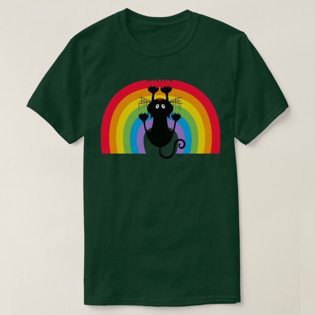 Regenbogenkatze auf dem Regenbogen T-Shirt (Design vorne)