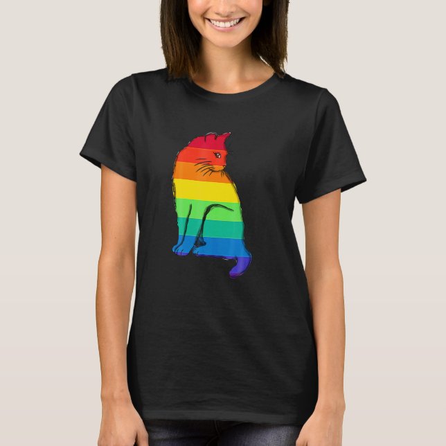 Regenbogenkatze Gay Pride L T-Shirt (Vorderseite)