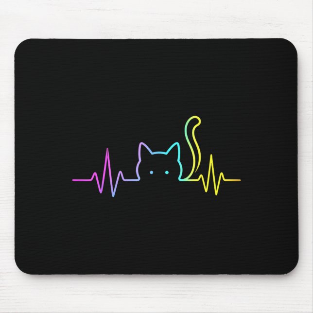 Regenbogenkatze Herzschlag  Mousepad (Vorne)