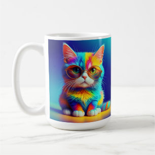 Regenbogenkatze mit Brille Porträt-47567 Kaffeetasse